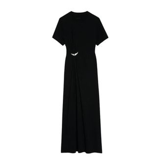 Zadig&Voltaire Raja Dress - Dames - Maxi kleedjes - Zwart - S - Katoen - Kleedjes