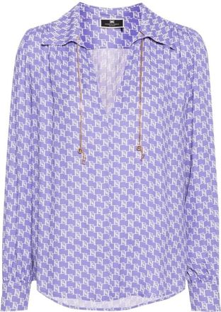 Elisabetta Franchi Stijlvolle Blouse - Dames - Blouses - Paars - M - Polyester - Overhemden