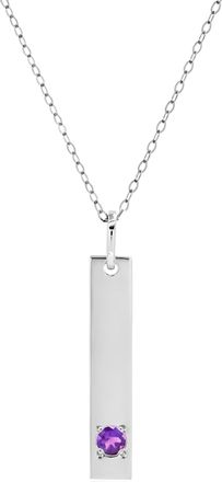MAX + STONE 14k Yellow or White Gold Bar Pendant Necklace with 3mm Small Round Gemstone