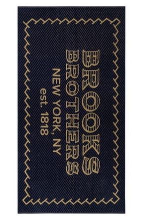 Brooks Brothers Logo Cotton Beach Towel in Navy at Nordstrom Rack