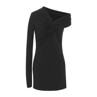 Saint Laurent Short Dresses, female, Black, XL, Asymmetric One Sleeve Dress