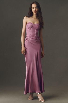 BHLDN Satin Corset Maxi Dress