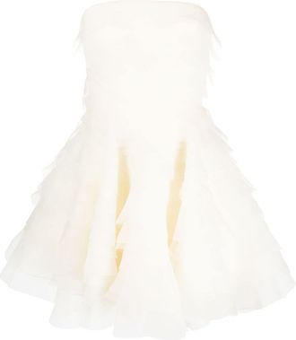 Ana Radu ruffled organza minidress - women - Polyester - M - Neutrals