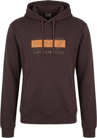 Emporio Armani Regular fit hoodie Visibility van katoenmix - Heren - Sweatshirts & Hoodies - Bruin - Maat: M Katoen