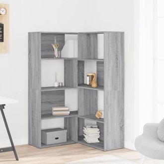 Berkfield Home Elegant Corner Bookcase 4-Tier Grey Sonoma 85x85x140 cm Engineere | Size: 85 x 85 x 140 cm