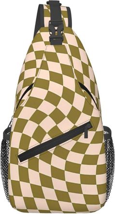 Generic Green Moss Twist Check Crossbody Bag Trendy Shoulder Bag Breathable Daypack For Women Outdoors Cycling