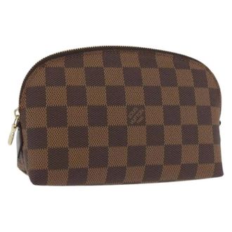 Louis Vuitton Pre-owned Damier Ebene Canvas Pouch - Dames - Vintage Tassen - Bruin - ONE Size - Leer - Vintage