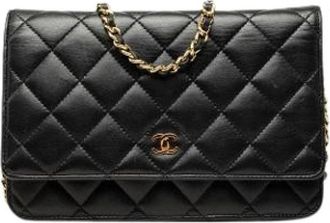 Chanel Pre-owned Wallet on Chain - Dames - Vintage Schoudertas - Zwart - ONE Size - Leer - Vintage
