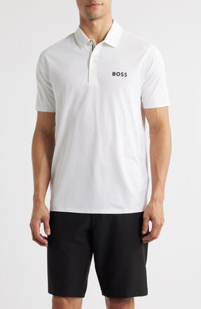 BOSS Patteo Slim Fit Active Polo in White at Nordstrom, Size Xx-Large