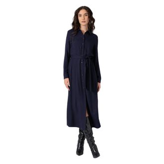 Kocca Shirt Dresses, female, Blue, XS, Long Contoured Shirt Style Dress