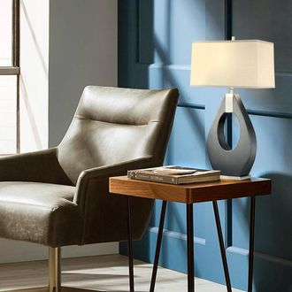 Nova of California Pearson 30 Table Lamp in Pecan Wood and Brushed Nickel with 3-Way Rotary Switch