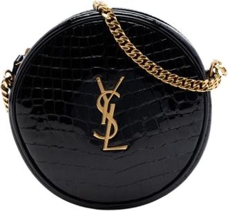 Saint Laurent Pre-owned Patent Leather Crossbody Bag - Dames - Vintage Schoudertas - Zwart - ONE Size - Leer - Vintage