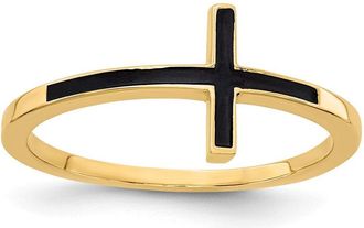Diamond2Deal 14k Yellow Gold Antiqued Sideways Cross Ring