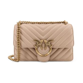 Pinko Mini Love Bag - Dames - Schoudertassen - Beige - ONE Size - Katoen - Tassen