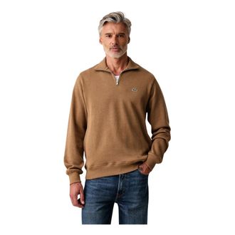 Lacoste Zip-Up Sweatshirt met Hoge Hals - Heren - Sweatshirts & Hoodies - Bruin - Maat: XL Katoen