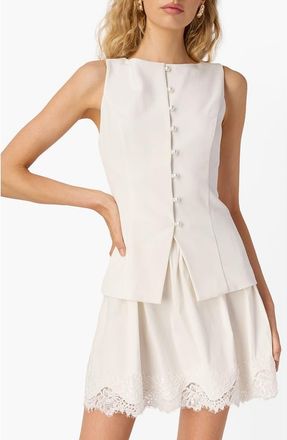 Cami NYC Oakley Lace Trim Mixed Media Minidress in White at Nordstrom, Size 00