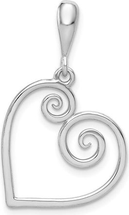 Diamond2Deal 14K White Gold Swirl Heart Pendant
