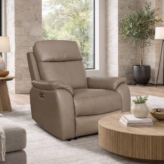 Aspire Home Accents Kingsmere Power Recliner Armchair (1 Seater) in Real Leather in Brown