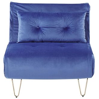 Beliani Beliani - Sof&aacute; Cama De Terciopelo Azul Marino Dorado 1 Plaza Sin Reposabrazos Coj&iacute;n Vestfold