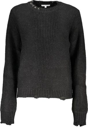 Patrizia Pepe Elegante trui met lange mouwen en ronde hals met logo - Dames - Ronde hals truien - Zwart - S - Polyester - Truien & Vesten