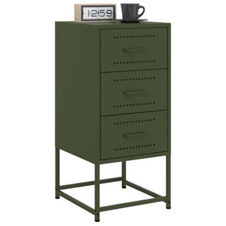 Berkfield Home Durable Bedside Cabinets 2 pcs Olive Green 36x39x78 cm Steel | Size: 36 x 39 x 78 cm