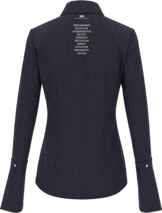 Elisabetta Franchi Womens Flared Cuff Cotton Shirt Black