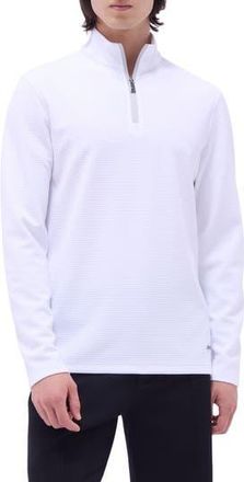 Bugatchi Waffle Knit Quarter Zip Performance Pullover in White at Nordstrom Rack, Size Xx-Large