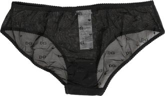 Dolce & Gabbana Womens Black Sheer Mesh Lace Logo Brief Panty Underwear Nylon Elastane Clothing