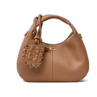 Ganni Mini Logo Hobo Bag - female - Ganni - Handbags - Brown - ONE SIZE - Bags