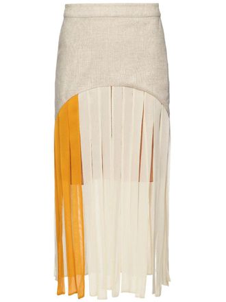 Vanda Jacintho fringe-detail pencil skirt - Neutrals
