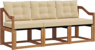 vidaXL Conjunto De Sof&aacute;s De Exterior 3 Uds. Natural Y Beige Vidaxl