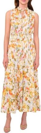 Halogen Smocked Waist Tiered Maxi Dress in Green/Olive Multi at Nordstrom Rack, Size X-Large