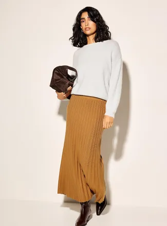 Icone Womens Pleated thick-knit midi skirt