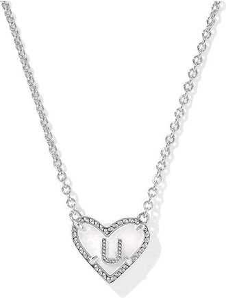 Kendra Scott Heart Letter U Short Pendant Womens Necklace Womens Necklace Silver Ivory Mother Of Pearl, Brass/Gold-Plated