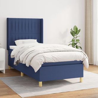 vidaXL Cama Box Spring Con Colch&oacute;n Tela Azul 90x190 Cm Vidaxl