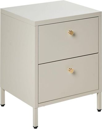 Beliani Bedside Table Beige Steel Nightstand Industrial Design 2 Drawers Bedroom Storage Furniture KYLEA