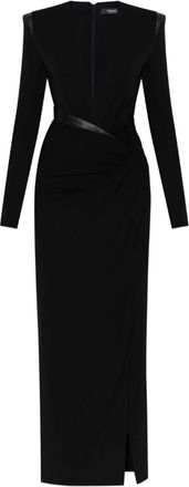 Versace Maxi-jurk met schoudervullingen en split - Zwart