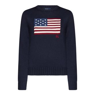 Polo Ralph Lauren Round-neck Knitwear, female, Blue, Size: XS Round-neck Knitwear