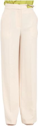 Simona Corsellini Elegante broek met stretchstof - Dames - Straight fit broeken - Beige - S - Polyester - Broeken