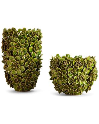 Two's Company Set Of 2 Succulent Vases