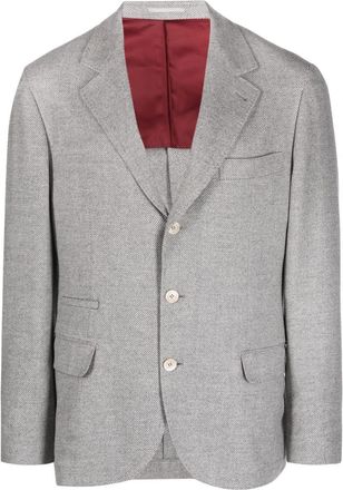 Brunello Cucinelli single-breasted notched-lapels blazer - men - Wool/Silk/Cupro/Cashmere - 52 - White