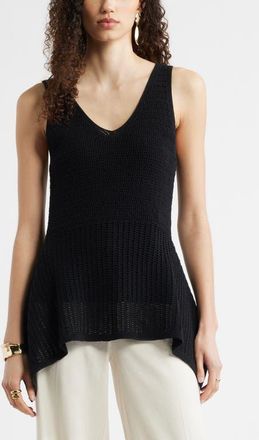 Nordstrom V-Neck Peplum Sweater Tank in Black at Nordstrom, Size Xx-Large