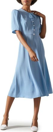 L.k. Bennett Montana Short Sleeve Midi Dress in Blue-Hyacinth at Nordstrom Rack, Size 14 Us / 18 Uk