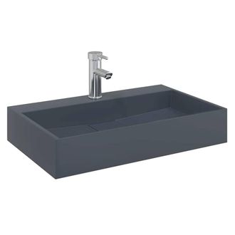 Berkfield Home Sturdy Wash Basin 60x38x11 cm Mineral Cast/Marble Cast Anthracite in Dark Grey | Size: 60 x 38 x 11 cm