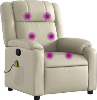 vidaXL Vidaxl - Sill&oacute;n Reclinable De Masaje Cuero Sint&eacute;tico Crema