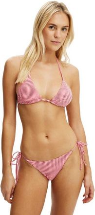 Cotton On Womens String Tie Side Brazilian Bikini Bottom in Red Mini Gingham at Nordstrom, Size X-Large