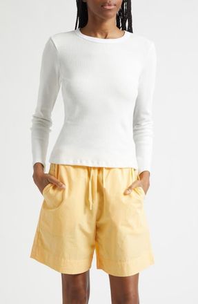 Leset Nando Knit Slim Fit Long Sleeve Top in White at Nordstrom, Size X-Small