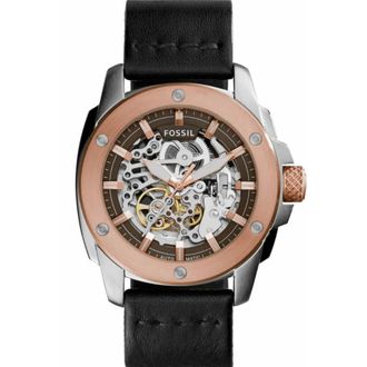 Fossil Machine ME3082 Automatisch Skelet Herenhorloge - 50 mm Zwart Lederen Band