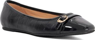 Dune London Womens Ladies Habitats - Patent Textured Leather Buckle Detail Ballet Flat - Black - Size UK 4