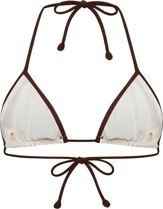 MC2 Saint Barth Womens Triangle Bikini Top Leah Ivory Lycra Polyester Swimwear Sea Clothing